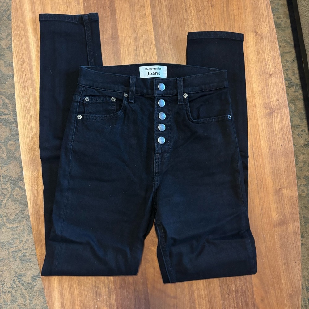 Reformation black high and skinny jeans